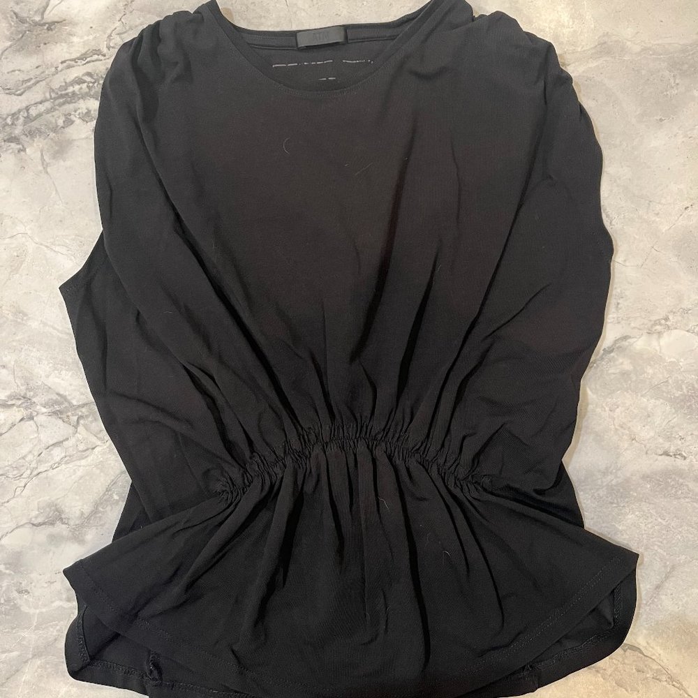ATM Anthony Thomas Melillo black gathered cotton crewneck tank